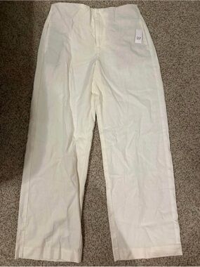 GAP Women’s Off-White Straight-Leg Linen-Blend Pants